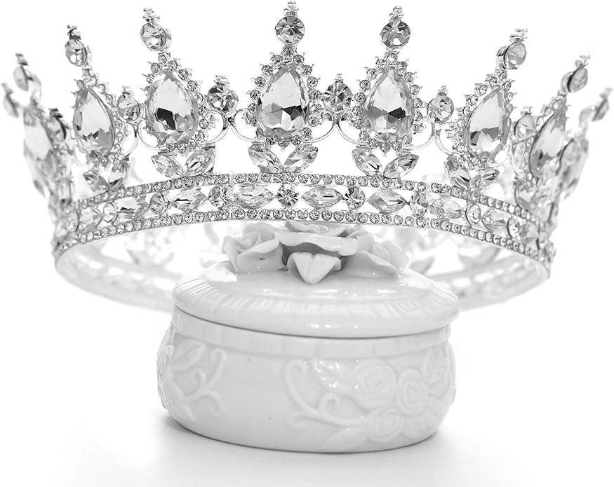 FORSEVEN Queen Crown Rhinestone Wedding Crowns and Tiaras for Women Costume Party Hair Accessories Princess Birthday Crown Crystal Bridal Crown Halloween Decorations Headband