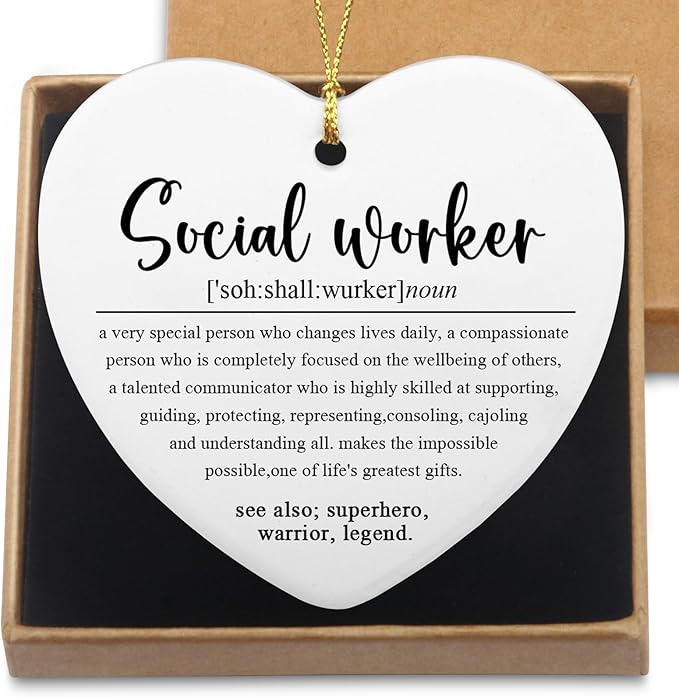 Social Worker Gifts for Women Christmas Ornaments Social Worker Graduation Appreciation Studies Teacher Gifts Coworker Leaving Going Away Gift for Coworkers Christmas Tree Decoration