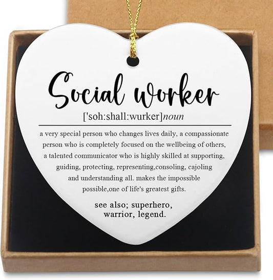 Social Worker Gifts for Women Christmas Ornaments Social Worker Graduation Appreciation Studies Teacher Gifts Coworker Leaving Going Away Gift for Coworkers Christmas Tree Decoration