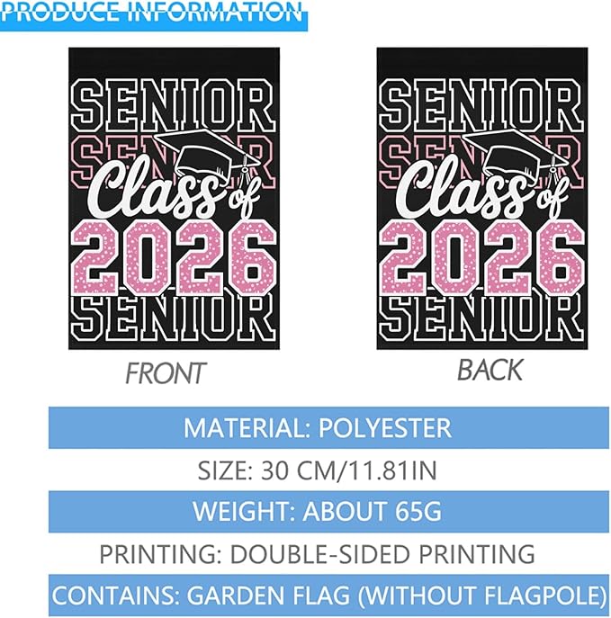 Class Of 2026 Senior 2026 Graduation Garden Flag Art Banner For Room Next Day Delivery