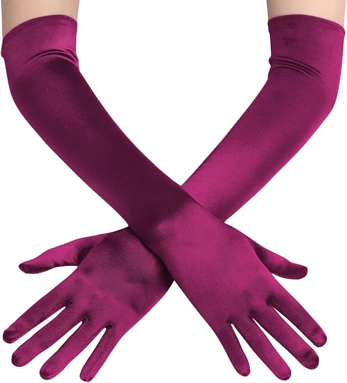 BABEYOND Long Opera Party 1920s Satin Tea Party Gloves Costume Stretchy Adult Size Elbow Length Bridal Gloves