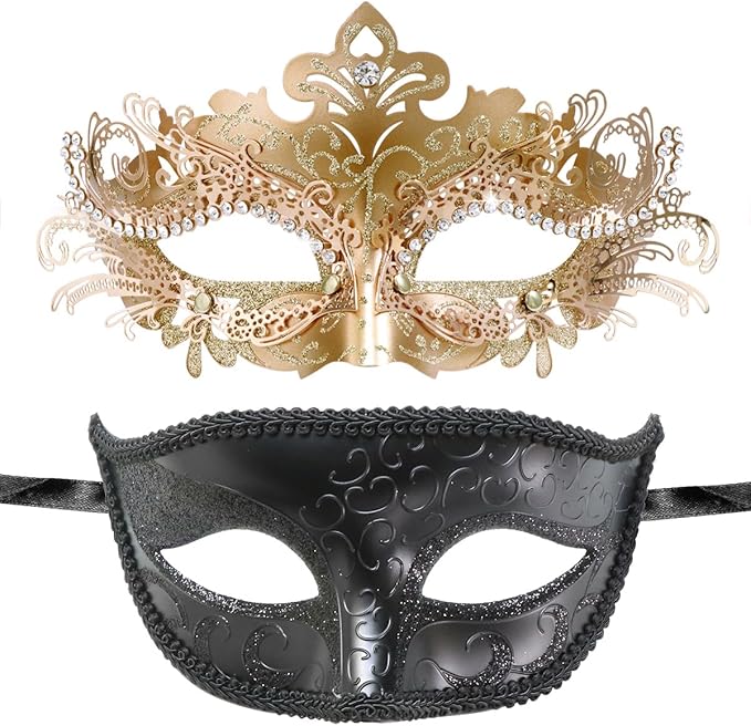 Coddsmz Couple Masquerade Mask Set - Venetian & Mardi Gras Mask for Women & Men