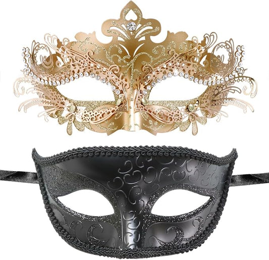 Coddsmz Couple Masquerade Mask Set - Venetian & Mardi Gras Mask for Women & Men