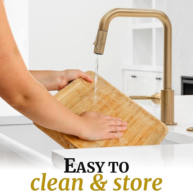 Zulay Kitchen Premium Bamboo Cheese Board Set - Extra Thick Bamboo Charcuterie Board Set with 4 Piece Knife Set - Wooden Cheese Board, Perfect for Charcuterie, Wine & Cheese - Charcuterie Gift Set