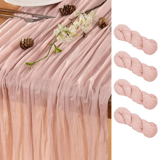Dusty Pink Table Runner Cheesecloth Table Runner 4 Pack 14FT Farmhouse Table Runners 160 Inches Fall Table Decor Dining Room Centerpiece Wedding Boho Baby Shower Birthday