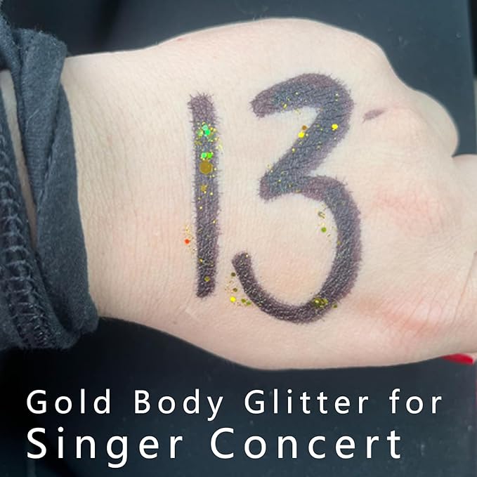 MEICOLY Gold Body Glitter,Yellow Face Glitter,Music Festival Outfits for Women,Hair Glitter Kids Halloween Makeup,Sparkle Face Body Glitter for Country Singer Concert,Mardi Gras Accessories