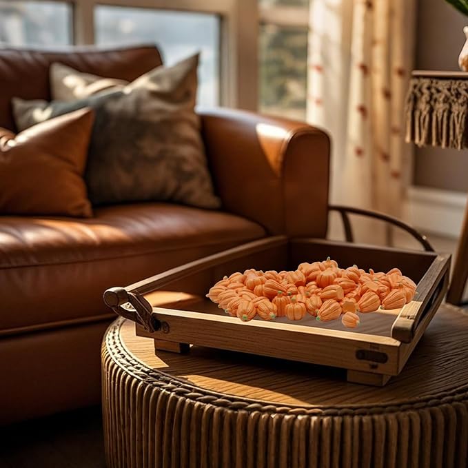 100Pcs Mini Pumpkins for Crafts, Resin Small Pumpkin Decor, Decorative Miniature Pumpkin, Fake Tiny Orange Pumpkins for Decorating in Bulk for Vase Filler, Fall, Thanksgiving, Halloween