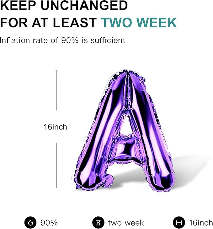58 PCS Letter Balloons Alphabet Letters 2 Sets A- Z & 1 Sets AEIOU 16 - Inch Mylar Foil Balloons Set for Wedding/Birthdays/Annivs/Grads party Decoration Banner Custom Phrase（Purple）