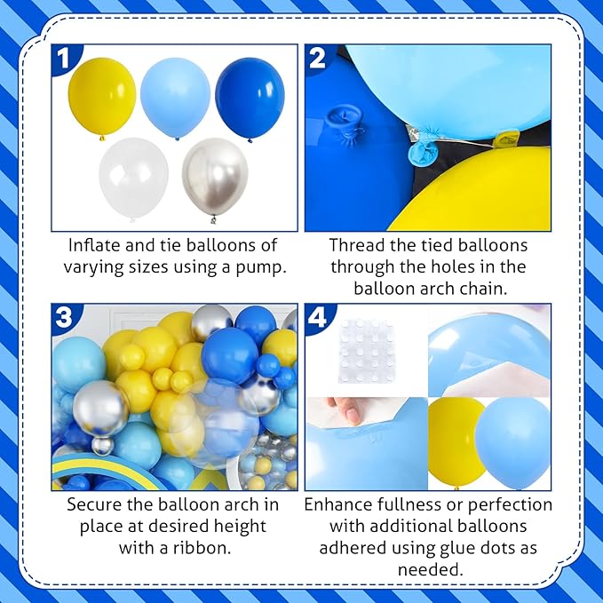 Blue and Yellow Balloons Arch Royal Blue Yellow Silver Balloons Garland with Clear Balloon Light Party Latex Balloon for Birthday Decorations Baby Shower Graduation