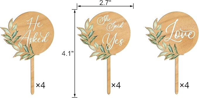 12 PCS Engagement Party Cupcake Toppers She Said Yes Cake Cupcake Decorations in Wood