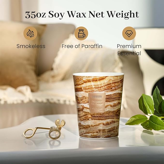 M&SENSE Extra Large Candle 35oz 150H EspressoHotFudge Scented, 3 Wick Highly Scented Jar Candle, XL Large Christmas Gift Candle for Women, Long Lasting Burning for Holiday, Thanksgiving, Christmas
