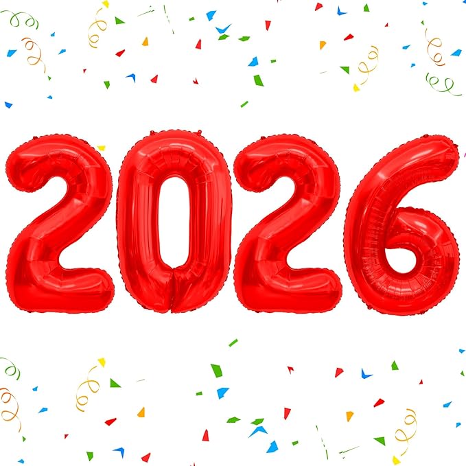 2026 Balloons, Balloon Numbers 2026 Number Balloons 2026, 40 Inch Foil Number Balloon for New Year Eve Festival Christmas Birthday Wedding Anniversary Party Supplies, New Years Decorations Red