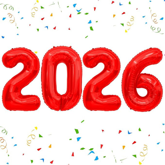 2026 Balloons, Balloon Numbers 2026 Number Balloons 2026, 40 Inch Foil Number Balloon for New Year Eve Festival Christmas Birthday Wedding Anniversary Party Supplies, New Years Decorations Red