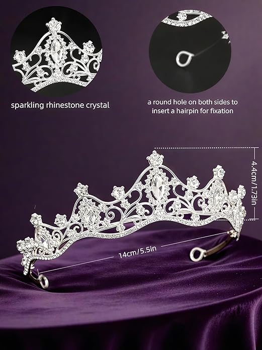 Crystal Crown for Women Girls Elegant Gold Princess Headband Sparkling Rhinestones Queen Tiara for Weddings Birthday Parties Proms Pageant Cosplay