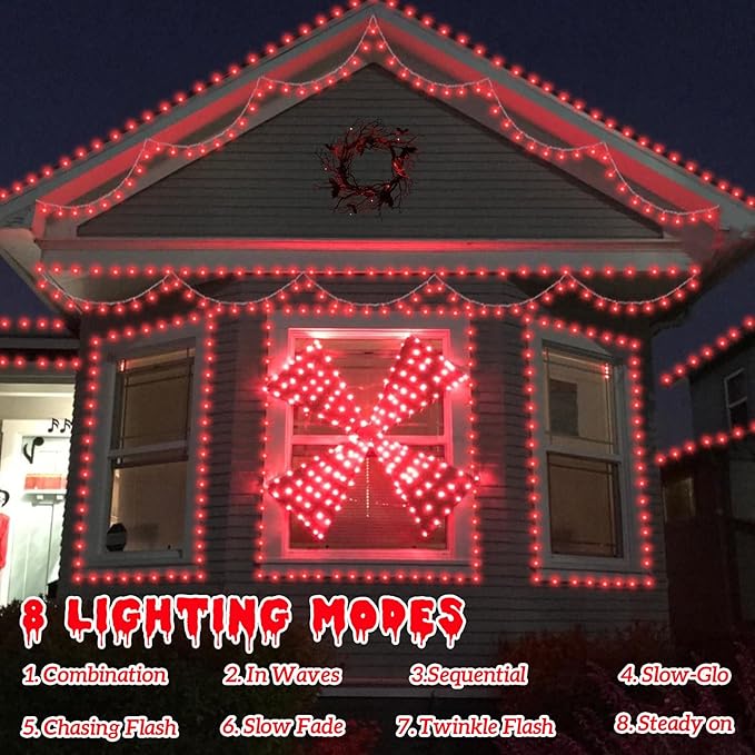 YEGUO 165ft 500 LED Christmas Lights Outdoor Waterproof, Red String Lights Indoor Plug in, 8 Modes Clear Wire for Christmas Holiday Home Tree Garden Patio Decor