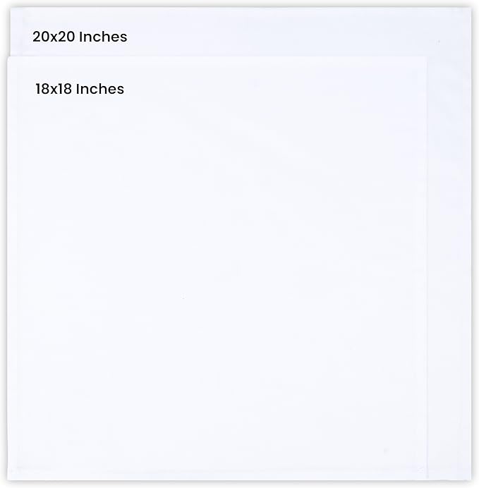 Utopia Kitchen White Cloth Napkins [12 Pack, 20x20 Inch] Absorbent Cotton Blend Washable and Reusable for Dinner, Restaurant, Lunch, Wedding and Hotel