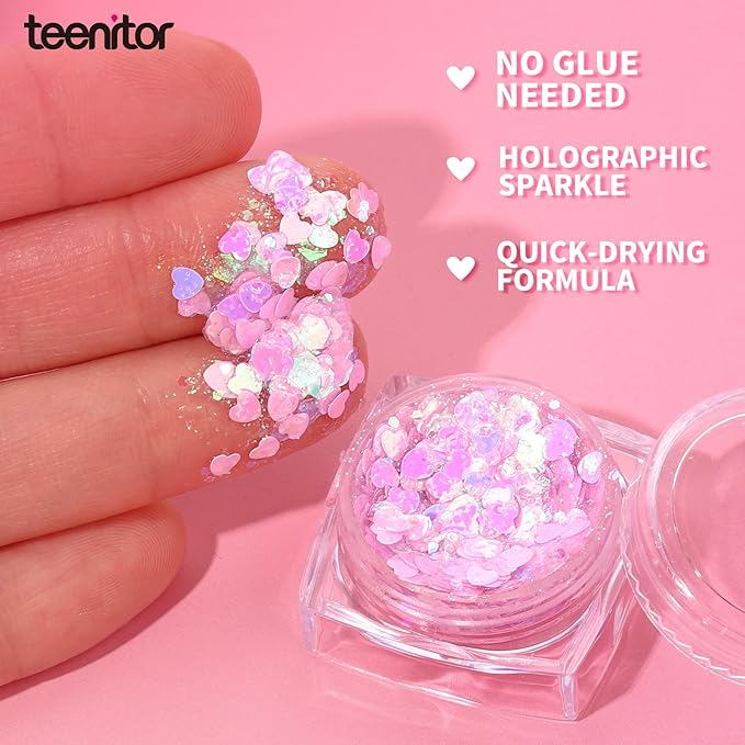 Teenitor Body Glitter Gel, Face Glitter Gel, 6 Colors Face Paint for Concerts Festival Rave Accessories for Women