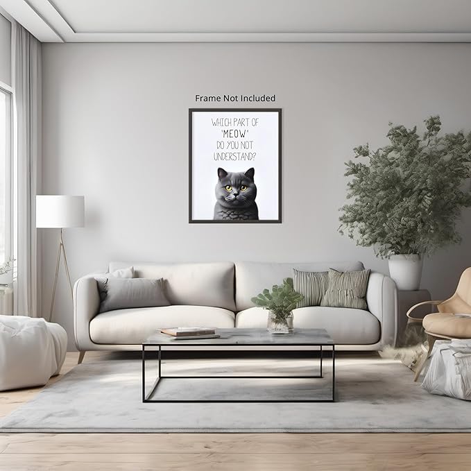 Posterizer 1 pcs - Which Part of Meow Do You Not Understand - for cat lovers - Comedy Art for Animal Lovers - 08x10 unframed wall