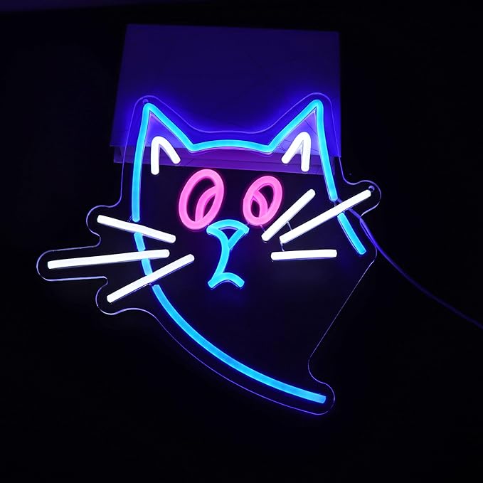Cat Neon Sign - HSJNJKFU Cat Neon Signs for Wall Decor LED Light Signs for Man Cave Room Home Party Birthday Beer Signs - LED Neon USB Powered