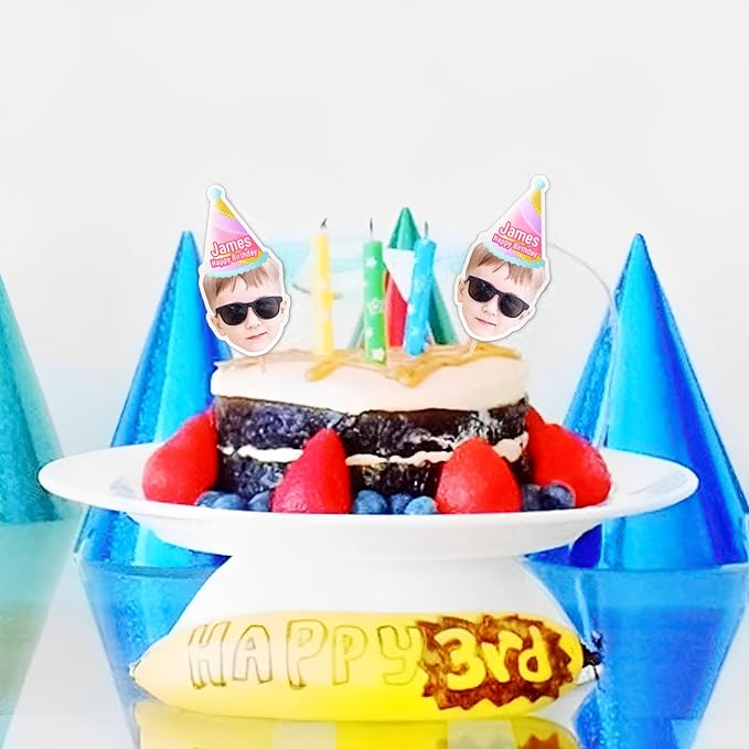 6 Pcs Custom Face Photo Cupcake Toppers | Unique Party Picks for Birthday Parties, Weddings, Events, and Celebrations | Photo Dessert Treat Decorations