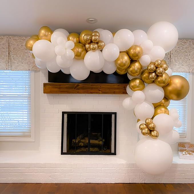90pack White Balloons Different Size 18/12/10/5 Inch Pearl White Balloon Garland Arch Kit for Wedding, Birthday, Graduation, Bridal Shower, Baby Shower, Bachelorette Decorations