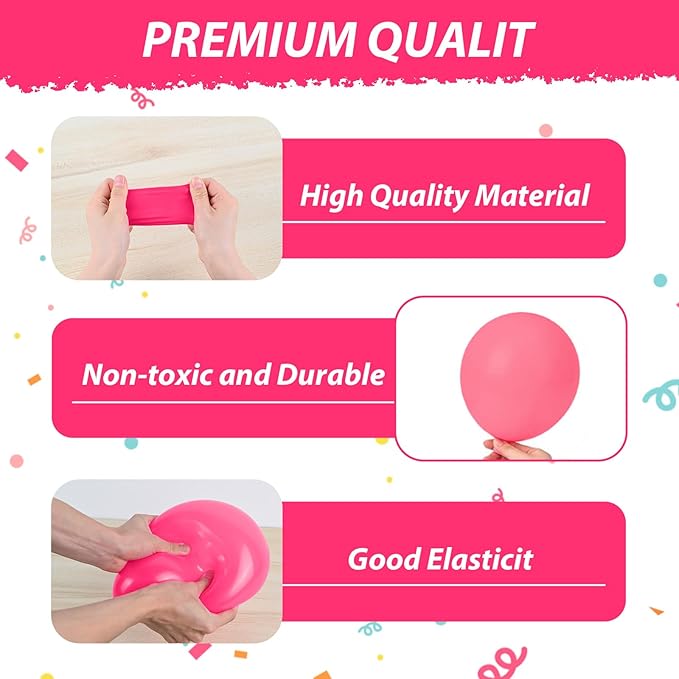 Hot Pink Balloons, 50pcs Pink Girl Balloons, Pearl Macaron Pink Balloon, Hot Pink Confetti Balloon for Girls Woman Princess Birthday Party Baby Shower Gender Reveal Wedding Bridal Shower Decor