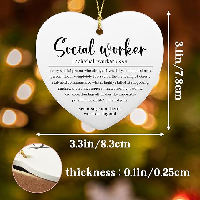 Social Worker Gifts for Women Christmas Ornaments Social Worker Graduation Appreciation Studies Teacher Gifts Coworker Leaving Going Away Gift for Coworkers Christmas Tree Decoration
