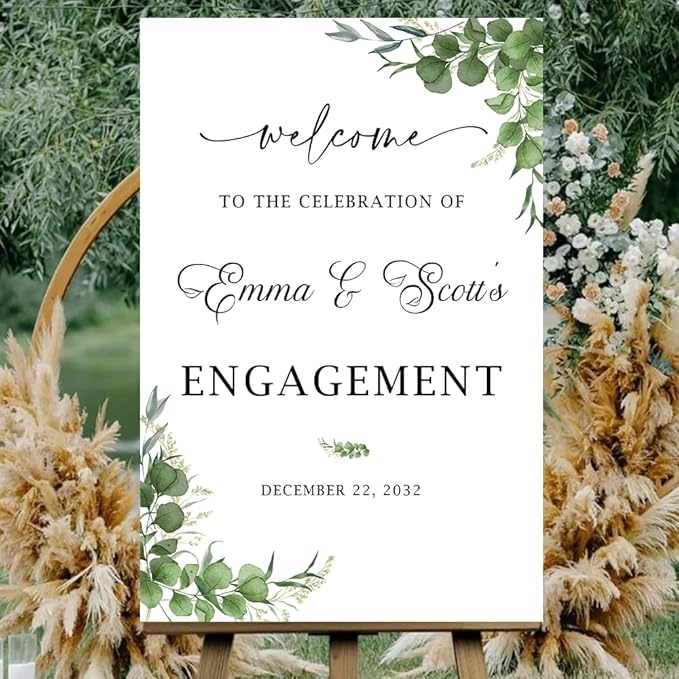 Personalized Engagement Welcome Sign – Minimalist Engagement Party Yard Sign – We’re Engaged Signs – Engagement Party Decorations for Couple - She Said Yes! (Version 10)