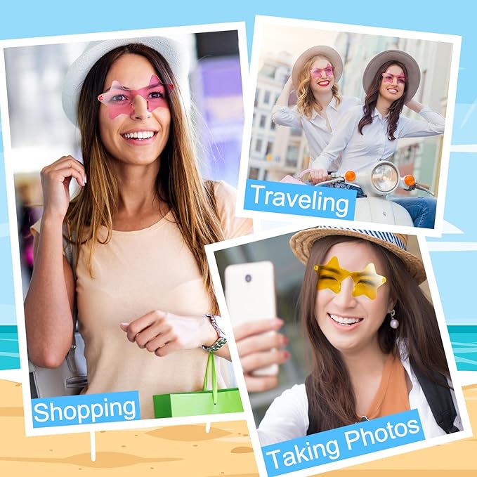 Morcheiong 10/20/30/40 Pack Star Sunglasses Colorful Rimless Sunglasses, Cool Pool Wedding Party Favor Pentagram Glasses