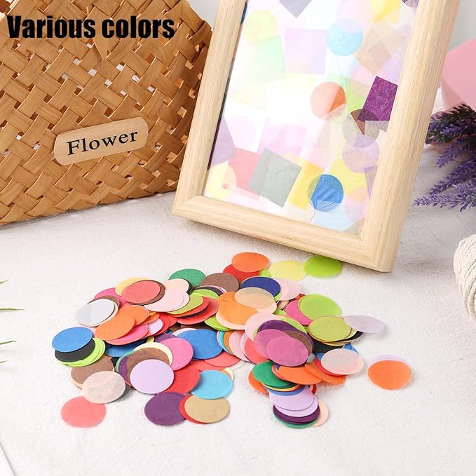 Koogel 1 Inch Round Tissue Paper, Multicolor Table Confetti Dots Circles 20 Colors for Any Kids DIY Arts Greeting Cards Collage Projects 1000 PCS