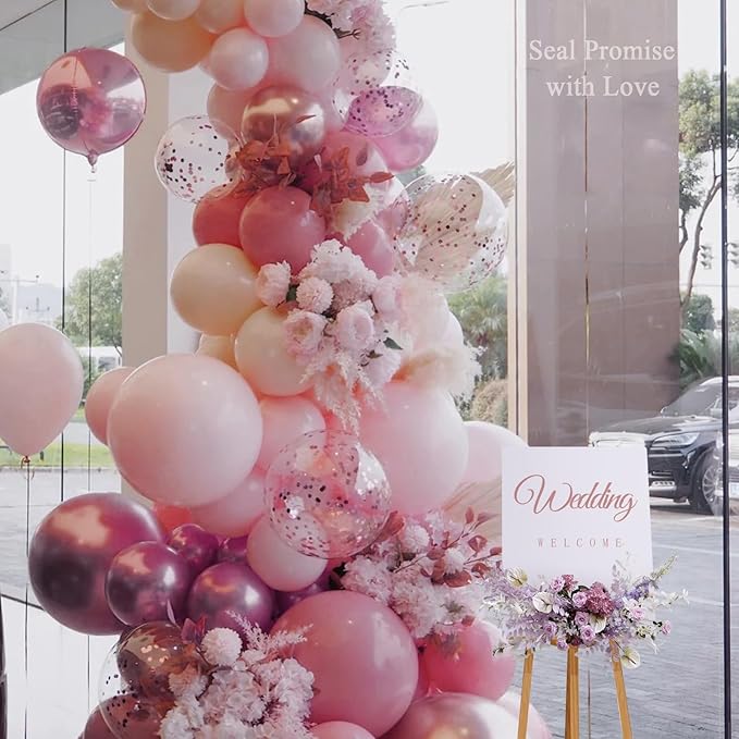 Dusty Pink Balloon Arch Kit, 166Pcs Pastel Nude Light Pink Metallic Balloons Garland for Wedding Bridal Baby Shower Princess Girl Women Birthday Party Decorations