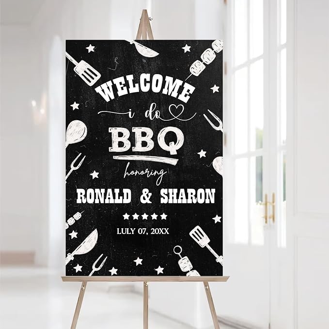 Personalized I Do BBQ Welcome Sign, Welcome Sign For BBQ Rehearsal Dinner, BBQ Engagement Party Sign, Couples Shower BBQ Sign, BBQ Yard Sign, Welcome To The I Do BBQ Party Sign, BBQ Décor