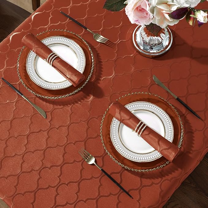 SASTYBALE Fall Jacquard Napkins 20x20 Inch - Flower Pattern Rust Red Polyester, Spill Proof Wrinkle Resistant, Tabletop Decor for Thanksgiving Turkey Dinner, Fall Kitchen Dining & Holiday Parties
