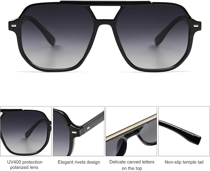 SOJOS Retro Trendy Aviator Polarized Sunglasses Men Women Vintage 70s Square Stylish Frame Sun Glasses SJ2283