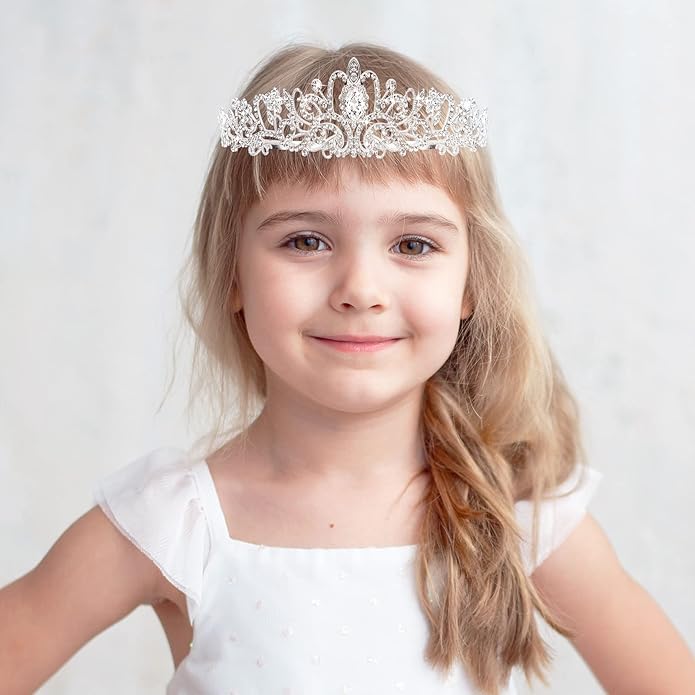 8 Pieces Silver Princess Tiaras for Girls Crystal Princess Crowns for Women Elegant Tiaras with Combs Birthday Crown Bride Headbands Bridal Wedding Prom Birthday Party Cosplay Hair Accessories
