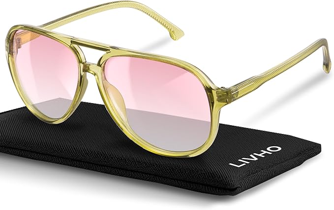 livho Trendy Polarized Aviator Sunglasses Women Men, Retro Sun Glasses for Women Men 2025, Oversized UV Protection Shades