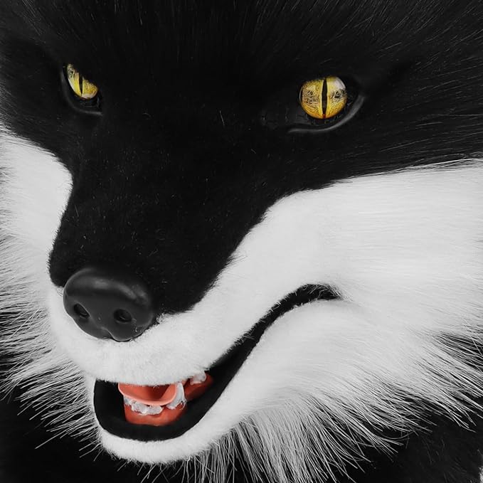 Animal Wolf Mask Cosplay Costume Accessories Furry Faux Fur Dog Fox Full Head Therian Masks Anime Dress up Party