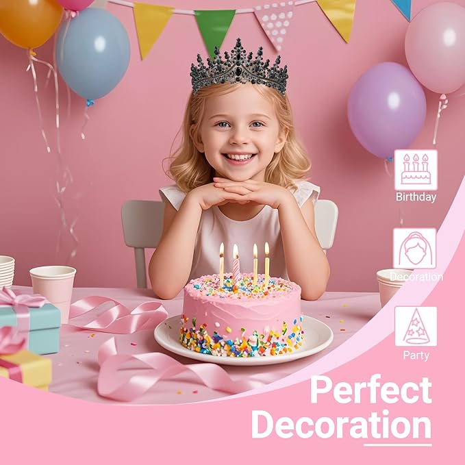 Tiara Crown for Women, Headband Hair Accessories for Birthday Wedding Party Costume Black