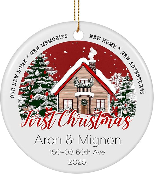 Personalized First Christmas in Our New Home Ornament 2025, Housewarming Gifts New House Photo Christmas Ornaments Christmas Tree Decoration, House Warming Gifts for Couples Owners Men Women