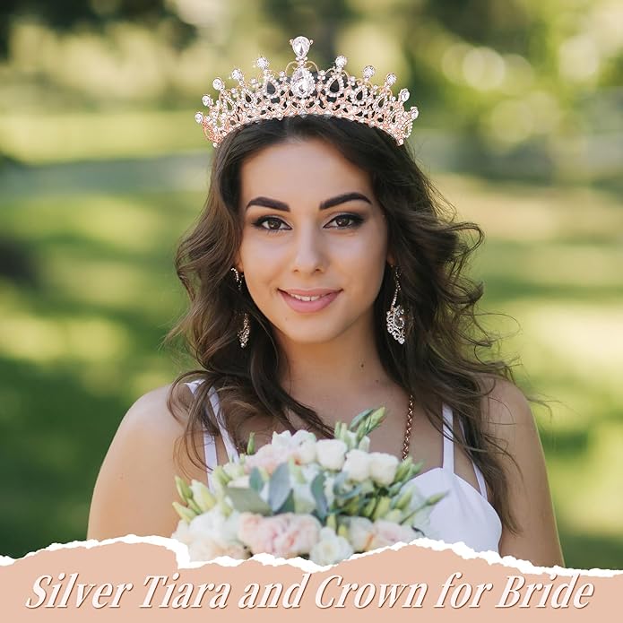 12 Pcs Crystal Tiara and Princess Crown with Comb Crown Rhinestone Women Girls Tiara Headpiece Queen Hair Accessories for Birthday Party Wedding Prom Halloween Cosplay Costume