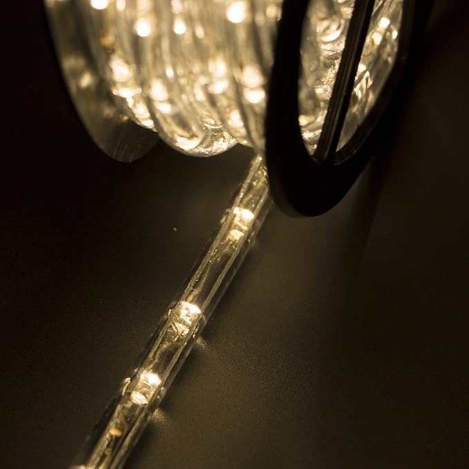 50ft Outdoor LED Rope Lights 540 Connectable Flexible Tube Lights, IP65 Waterproof Rope Lighting for Garden Patio Pool Bedroom Party Christmas Halloween Holiday Indoor/Outdoor Decoration, Warm White