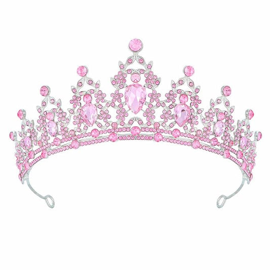 Tiara Crown for Women, Headband Hair Accessories for Birthday Wedding Party Costume Pink