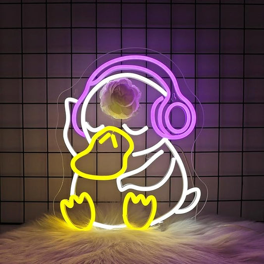 Neon Sign - Duck LED Neon Signs for Wall Decor, Cute Animal Light Up Sign for Bedroom, Party, Bar, Game Room & Kids Room Decor