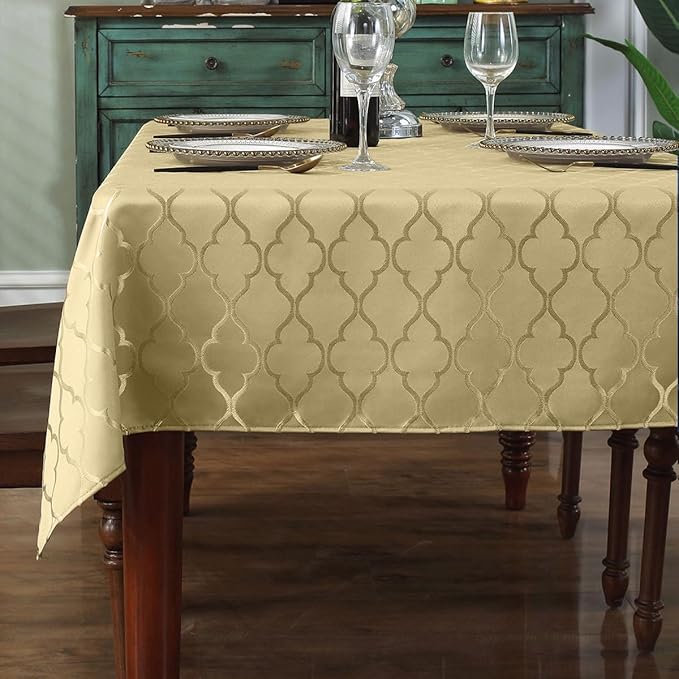 SASTYBALE Autumn Glow Damask Jacquard Tablecloth - 60x102 Inch Rectangle/Oblong (8-10 Seats) - Water Resistant, Wrinkle-Free Durable Fabric - Fall Thanksgiving & Christmas Daily Table Cover