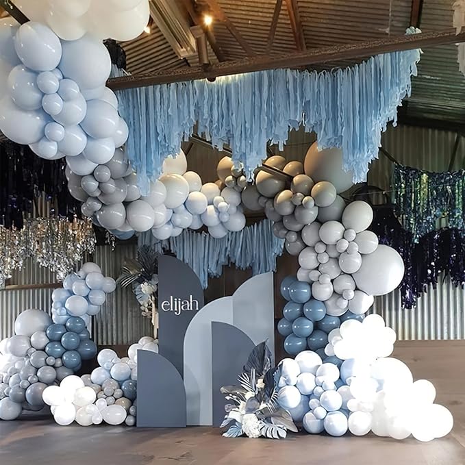 PartyWoo Dusty Blue Balloons 50pcs 12 Inch Slate Blue Boho Neutral Latex Helium Balloons for Baby Shower Gender Reveal Wedding Anniversary Graduation Cat Tornado Birthday Party Decorations Blue-F55