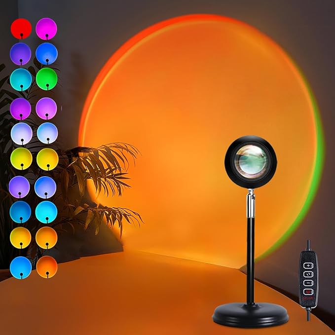 Sunset Lamp Projector,Multicolor Changing Night Light 360 Degree Rotation Rainbow Led Sun Lamp for Photography Backgrounds,Party,TikTop Live,Christmas Gifts,Home Decor,Mood Lighting