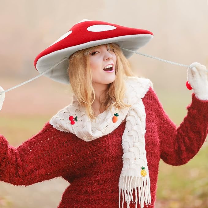 Mushroom Red Plush Hat for Festival Decor | Carnival Party | Halloween | Role Play | Stage Performance | Cosplay Show