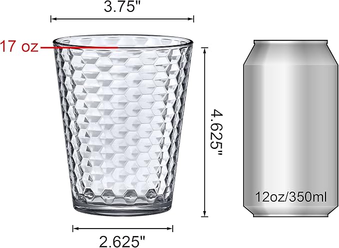 Amazing Abby - Snowflake - 16-Ounce Plastic Tumblers (Set of 8), Clear Reusable Plastic Drinking Glasses, Stackable, BPA-Free, Shatter-Proof, Dishwasher-Safe