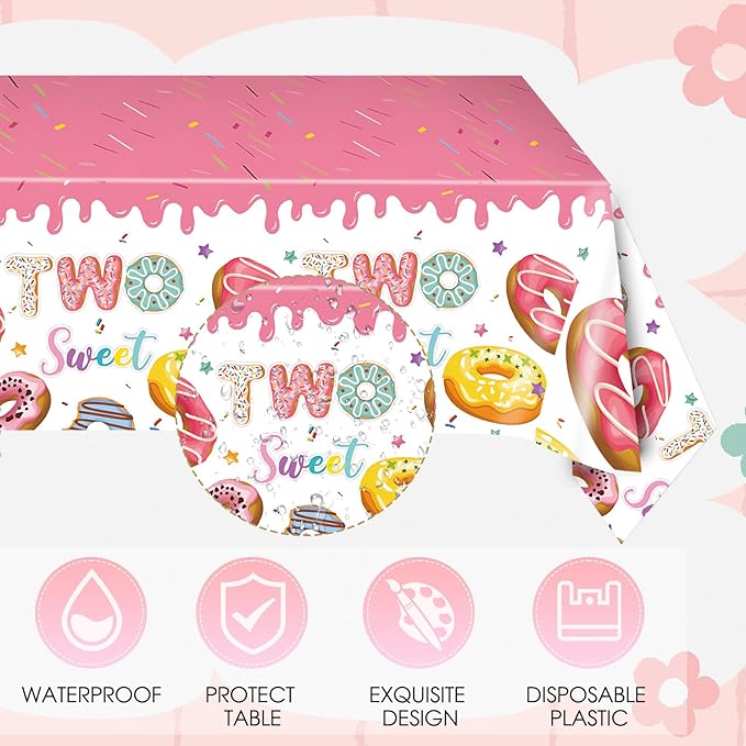 41Pcs Donut Grow Up Party Tableware Set - Sprinkle Paper Plates,Napkins,Table cloth丨Sweet One Birthday,Four Ever&Two Sweet Birthday,Baby Sprinkle Party Decorations Supplies,Serves 20