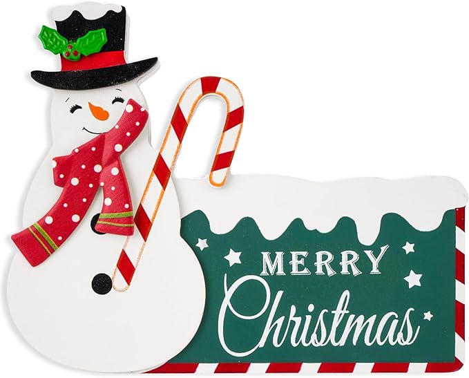 Christmas Decorations for Home Farmhouse Snowman Decor Indoor Wooden Merry Christmas Sign Rustic Winter Vintage Holiday Block Tabletop for Kitchen Xmas Party Mantel Tiered Tray Gift